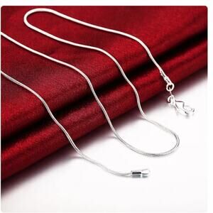 925 sterling silver 1MM snake chain necklace for women man 16" JW#